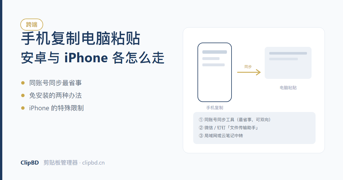 手机复制内容同步到电脑后粘贴的示意图